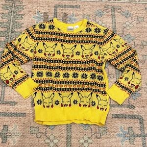 Kids Yellow Pikachu Patterned Sweater